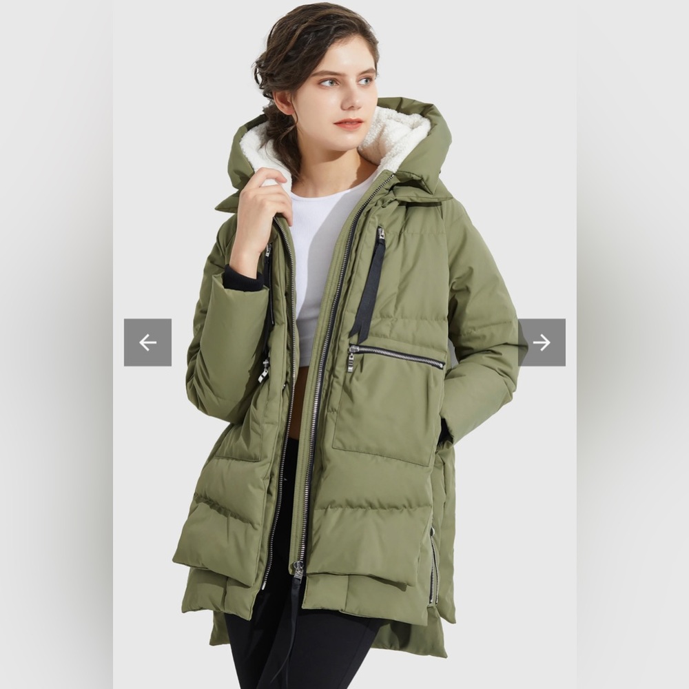 Orolay zip front down jacket in green